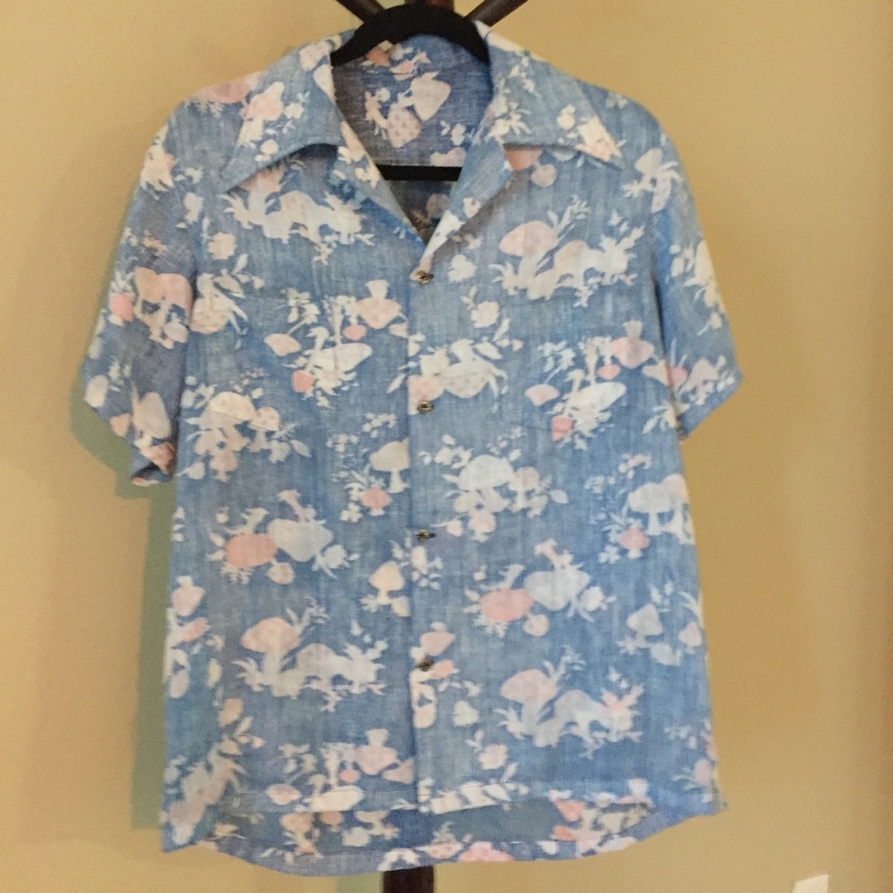 ➕1970's Vintage Mushroom Print Button-Down